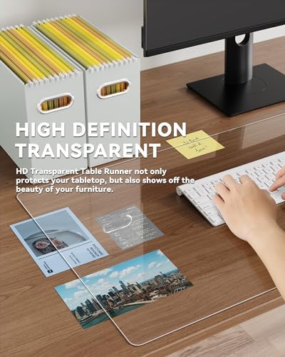 Oterri Clear Writing Desk Pad, 12’’x36” Heat Resistant Waterproof PVC Round Edge Durable Desk Protect Mat, Anti-Static Writing Mat Table Protector - Image 3