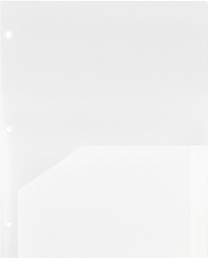 JAM PAPER Heavy Duty Plastic 3 Hole Punch Pocket Folders - Extra Tough School Folders - Clear - 6/Pack - Image 7