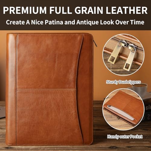 Personalized Leather Portfolio with Front Pocket for 8.5x11" Notepad - Image 7