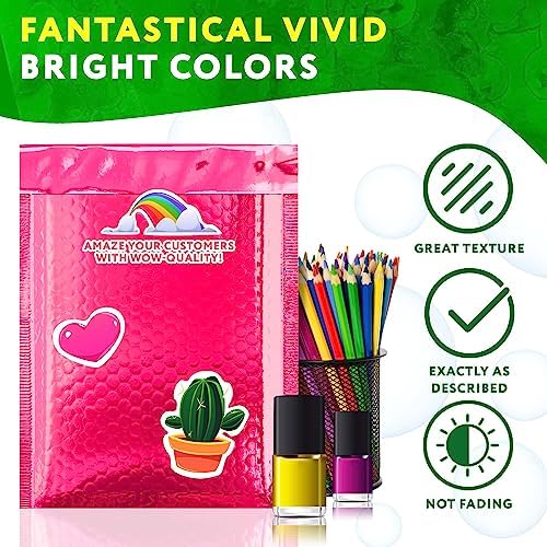 Metallic Bubble Mailers, Hot Pink Glossy Padded Envelopes 5 x 9 Inches, Cushion Bubble Shipping Bags, Self Seal Mailing Envelopes, Pack of 500 - Image 6