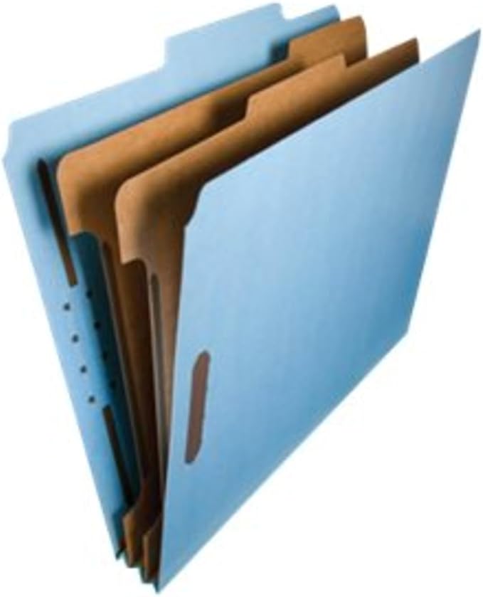 Smead Blue Classification File Folders for Documents, Letter Size, 2 Inch Expansion, 2 Dividers, Durable Pressboard for Legal and Office Files, Blue, 10 Pack (14021) - Image 6