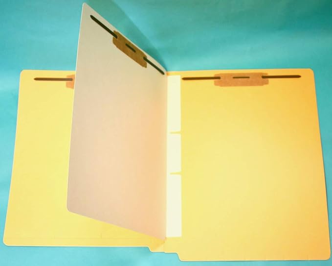 Yellow Classification Folders - 11pt, 1 Divider, 4 Top Fasteners, 3/4" Expansion, End Tab, Box of 40 by Colortrieve