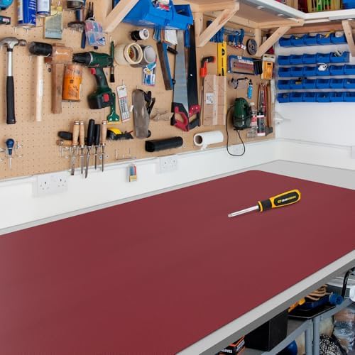 Wine Red Plastic Table Cover Protector, 36" x 54" PVC Desk Pad Mat by FURKIT