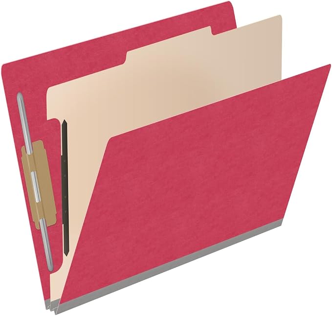 Ecom Folders Heavy Duty Top Tab Classification Folders | Letter Size 18 Pt Stock with 1 Divider | 2/5 Cut Right Position Tab for Medical, Legal and Office Documents | Red, Box of 10 - Image 2