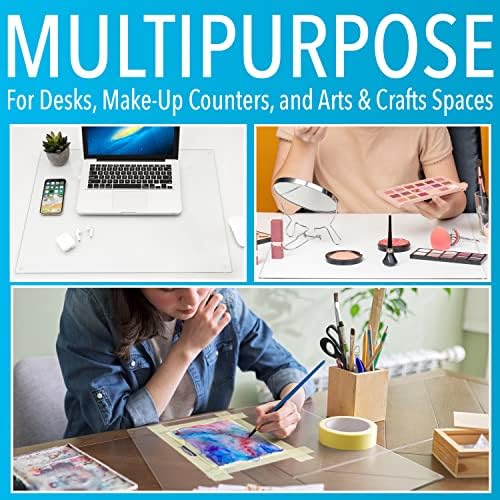 IMPRESA Clear Tempered Glass Desk Mat - 19 x 24 in, Clear - Table Protector & Desktop Mat for Office Accessories with Dry-Erase Surface & Preinstalled Rubber Feet - Image 5