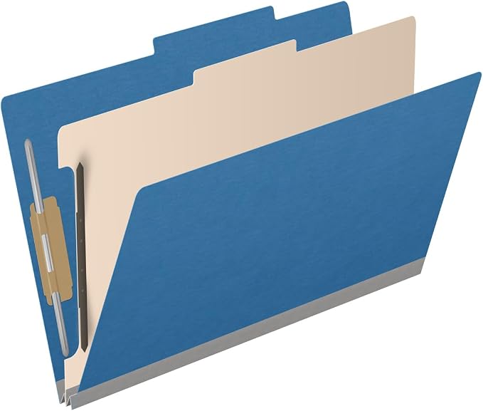 25 Pt. Pressboard Classification Folders, 2/5 Cut ROC Top Tab, Legal Size, 1 Divider, Royal Blue (Box of 10) - Image 2