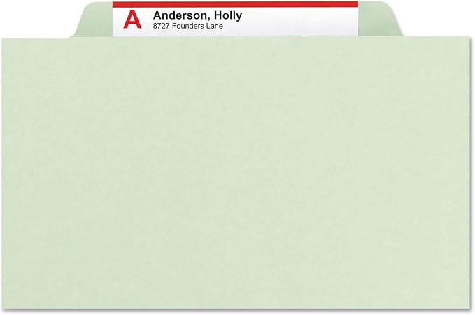Smead Pressboard Classification File Folder with SafeSHIELD Fasteners, 1 Divider, 2" Expansion, Letter Size, Gray/Green, 10 per Box (13776) - Image 7