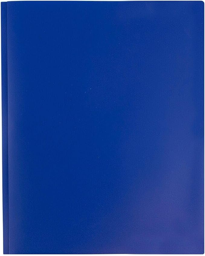 JAM PAPER Plastic 2 Pocket POP Folders - Durable School Folders with Metal Prongs Fastener Clasps - Dark Blue - 12/Pack - Image 4