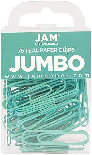 JAM Paper Colored Jumbo Paper Clips - Teal Paperclips - 75/pack by JAMPaper