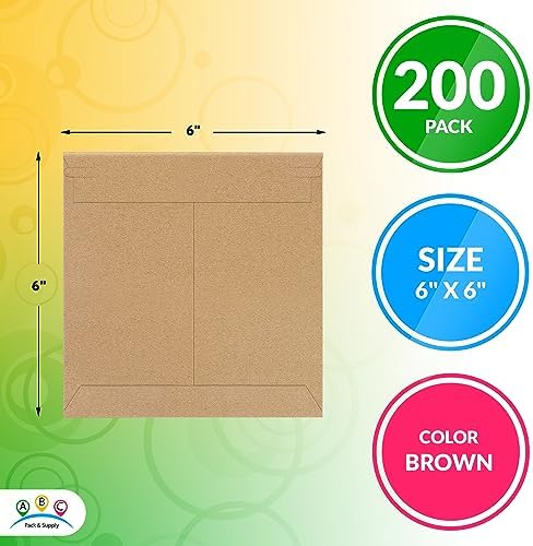 ABC PACK & SUPPLY Rigid Mailers 6 x 6 Inch, Brown Cardboard Envelopes, Self Seal Tear Strip, 550 GSM Paperboard, Stay Flat Design, Pack of 200 - Image 2