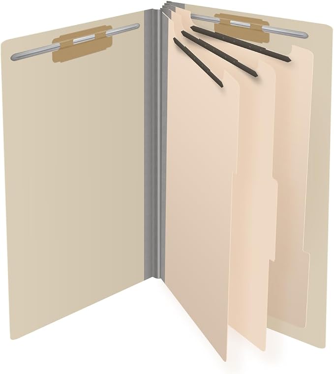 Ecom Folders Manila Classification Folders | Legal Size 18 Pt Manila Stock with 3 Dividers | Full Cut End Tab Shelf Filing Folder for Medical, Legal & Office Records | Box of 10 - Image 4