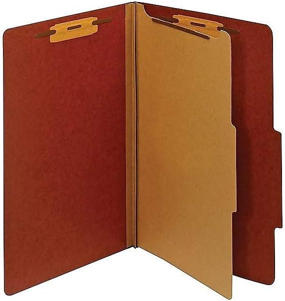 Staples Classification Folders, Legal Size, 2/5‑Cut Top Tab, Red, 1‑Divider, Heavy‑Duty Fastener Design – 20/Box - Image 6