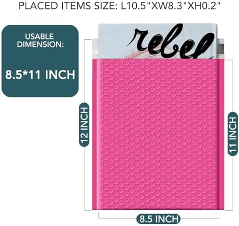 Metronic Bubble Mailers 8.5x12 Inch 25 Pack Pink Padded Envelopes Bulk #2 - Image 2