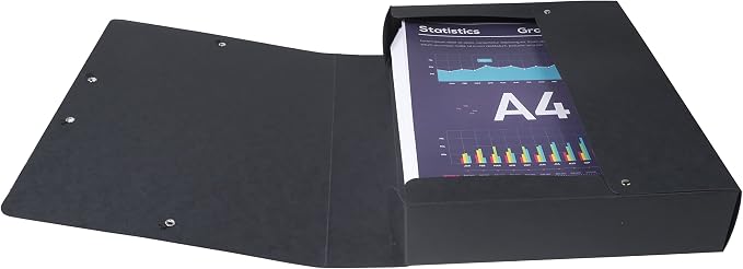Exacompta - Ref 50601E - Pressboard Filing Box - 250 x 330mm in Size, Suitable for Holding A4 Documents, 6cm Spine, 600gsm Genuine Pressboard, Spine Label - Black - Image 5