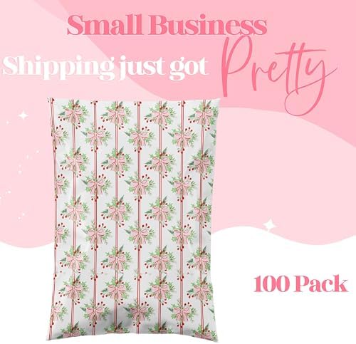 Pretty Package Store Poly Mailers 6x9, Christmas Bows, 100 Pack - Image 2
