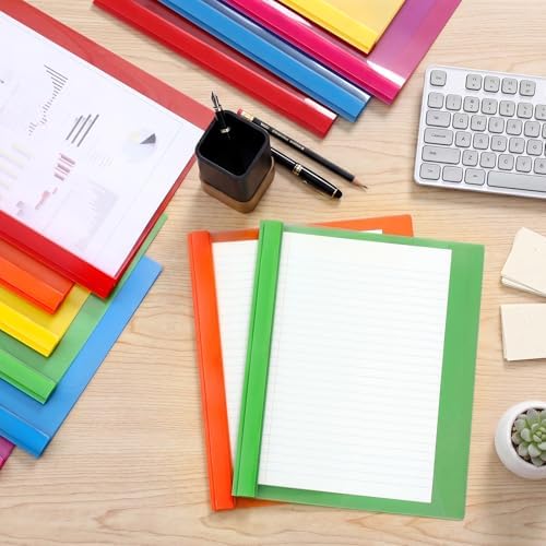 Feifeiya 120 Pack Plastic Report Covers with 3 Prongs Presentation Folders Bulk, 100 Sheet Capacity, Clear Front Report Covers for Presentation Document Paper School Office Supplies (Multicolor) - Image 4
