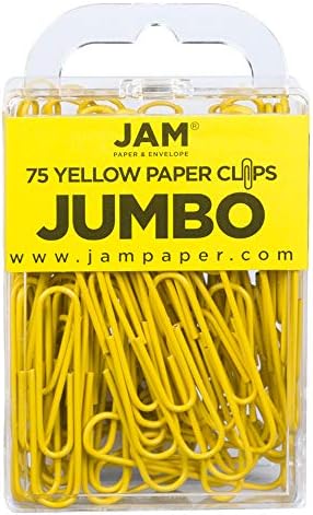 JAM PAPER Colorful Jumbo Paper Clips - Large 2 Inch - Yellow Paperclips - 75/Pack by JAMPaper