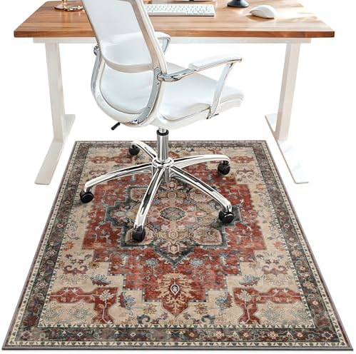 48"x60" Office Chair Mat for Hardwood Floor, Non-Slip Washable Annatto by BESBLEE