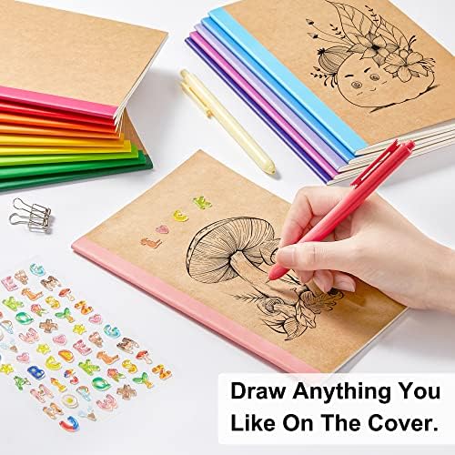feela 16 Pack Composition Notebooks Bulk, Kraft Cover Lined Blank College Ruled Composition Travel Journals with Rainbow Spines For Women Students Business, 60 Pages, 8.3”x 5.5”, A5, 16 Colors - Image 3