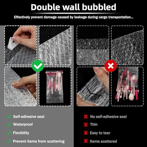 Frienda 300 Pcs Self Adhesive Bubble Bags Packing Pouches, 6" X 10" - Image 3