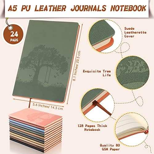 TaoBary A5 PU Leather Journals Bulk Colorful Tree Journal Notebook Soft Leather Cover Lined Ruled Writing Notebook for Back to School Office Group Team Volunteer(Mixed Colors,24 Pcs) - Image 2