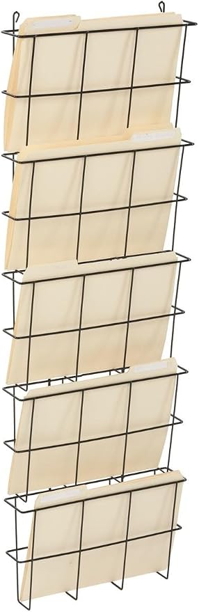 Set of 4 - Office Wall File Organizer, 5 Tiers, Holds Letter Size Folders, 3" Pockets (Steel) by Displays2go