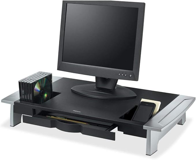 Fellowes Office Suites Premium Monitor Riser, Monitors up to 80 lbs.,Black/Silver (8031001) by FellowesBrands