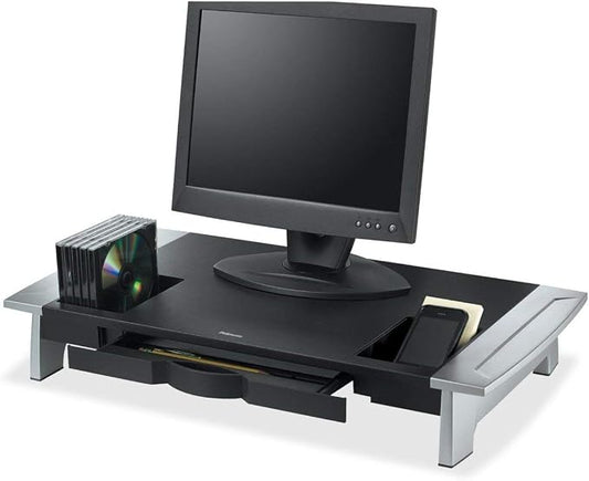 Fellowes Office Suites Premium Monitor Riser, Monitors up to 80 lbs.,Black/Silver (8031001) by FellowesBrands