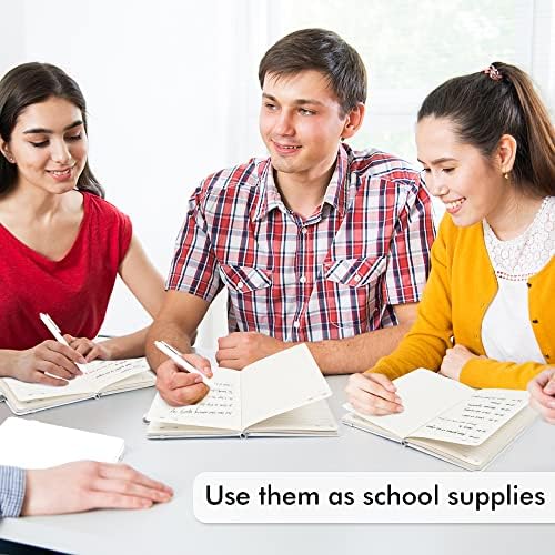 feela 12 Pack Notebooks Journals Bulk, Hardcover Notebook Classic Ruled Lined Journals with Pen Holder for Women Girls School Business Supplies, with 12 Black Pens, 120 GSM, 5.1”x8.3”, A5, White - Image 5
