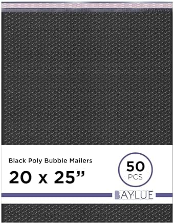 Black Bubble Mailers 20x24, Poly Padded Envelopes #10, 50 Pack Bulk by BAYLUE