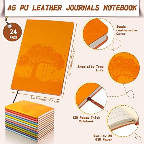 TaoBary A5 PU Leather Journals Bulk Colorful Tree Journal Notebook Soft Leather Cover Lined Ruled Writing Notebook for Back to School Office Group Team Volunteer(Multi Colors,24 Pcs) - Image 2