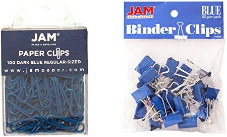 JAM PAPER Complete Desk Kit - Blue - Stapler, Tape Dispenser, Staples, Journal, Le Pens, Rubber Bands, Paper Clips & Binder Clips - 8/Pack - Image 6