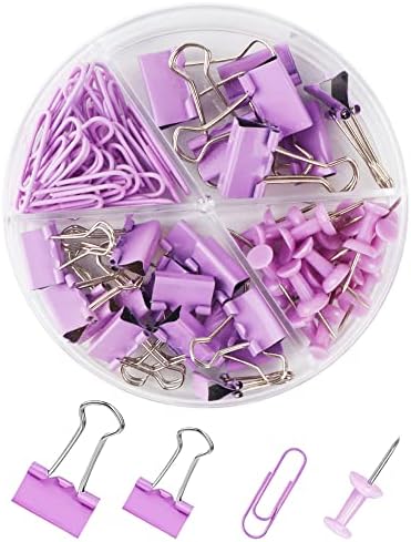 Paper Clips Binder Push Pin Set, Assorted Sized Binder Clips by CREECHWA