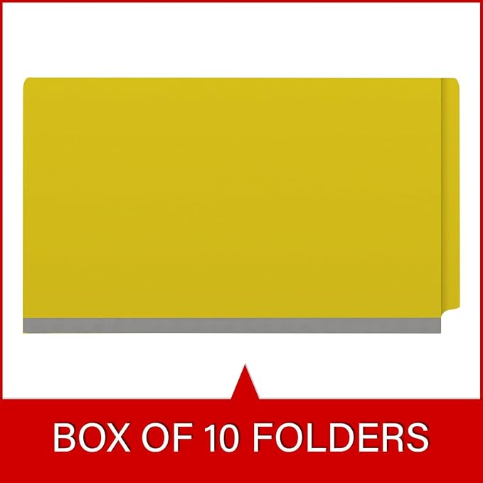 Ecom Folders Top Tab Pressboard Classification Folders | Legal Size 25 Pt Stock with 1 Divider | 2/5 Cut ROC Tab for Medical & Office Filing | 4 Filing Sections | Yellow, Box of 10 - Image 6