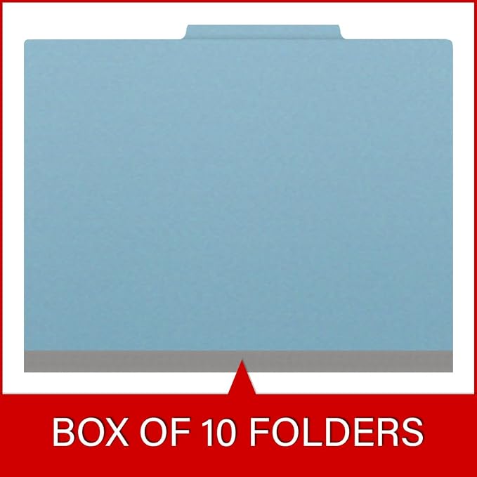 25 Pt. Pressboard Classification Folders, 2/5 Cut ROC Top Tab, Letter Size, 2 Dividers, Light Blue (Box of 10) - Image 6