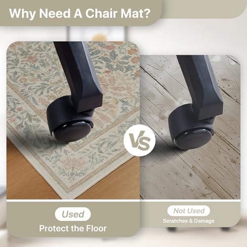 36"x48" Office Chair Mat for Hardwood Floor, Non-Slip Washable Beige Pink - Image 5
