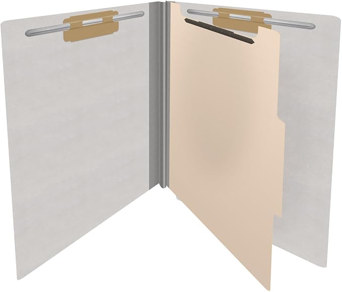 Ecom Folders Heavy Duty Top Tab Classification Folders | Letter Size 18 Pt Stock with 1 Divider | 2/5 Cut Right Position Tab for Medical, Legal and Office Documents | Grey, Box of 10 - Image 4