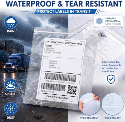 Glenmal 250 Pcs 9.5" x 12" Resealable Packing List Envelopes Clear Self-adhesive Shipping Label Sleeves with Zipper Waterproof Packing List Envelopes for Documents Mailing Labels Invoices Pack Slip - Image 4