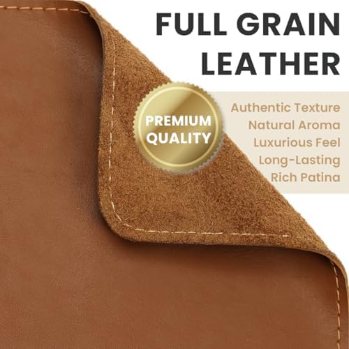Full Grain Leather Desk Pad, Toffee Tan Brown, XL(35.4 x 15.7 inch) - Image 2