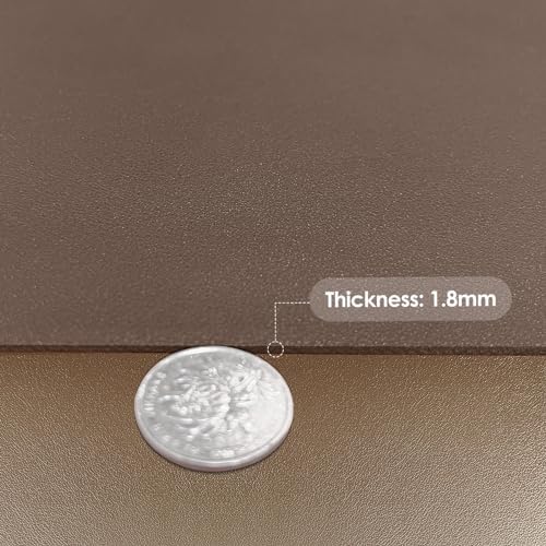 Faux Leather Table Cover,1.8mm Thick,42x60 Inch Table Protector,Table Protector for Dining Room Table,Table Cover Protector,Wood Table Protector(Mud Color+Champagne Gold,42x60) - Image 3