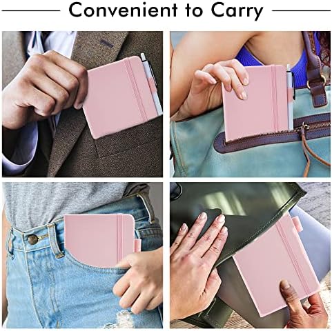 feela 15 Pack Pocket Small Notebooks Bulk, Mini Cute Memo Notepads Hardcover College Ruled Lined Journals with Pen Holder for Women Girls Office School, with 15 Black Pens, 3.5”x 5.5”, A6, Rose Pink - Image 5