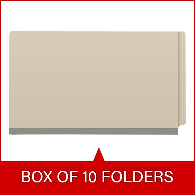 Ecom Folders Manila Classification Folders | Legal Size 18 Pt Manila Stock with 3 Dividers | Full Cut End Tab Shelf Filing Folder for Medical, Legal & Office Records | Box of 10 - Image 6