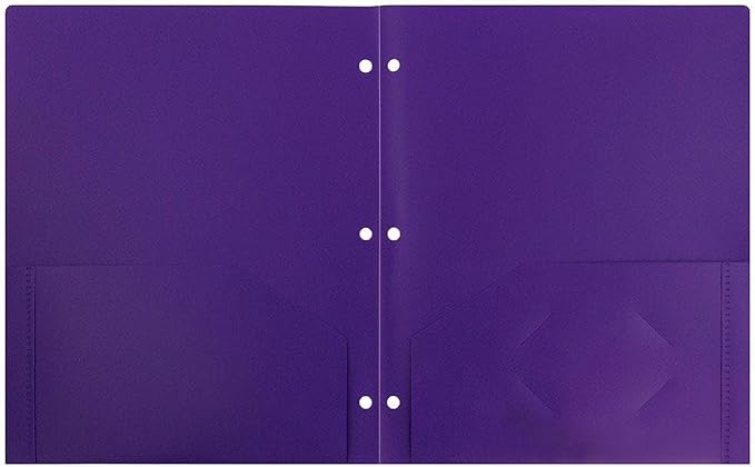 JAM PAPER Heavy Duty Plastic 3 Hole Punch Pocket Folders - Extra Tough School Folders - Purple - 12/Pack - Image 2