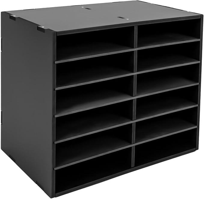 Mail Sorter Desktop, Black Mailbox for Classroom, 12 Compartments Literature Organizer, Desktop File Sorter, Paper Organizer for Home School Office (12 Slots Black) - Image 6