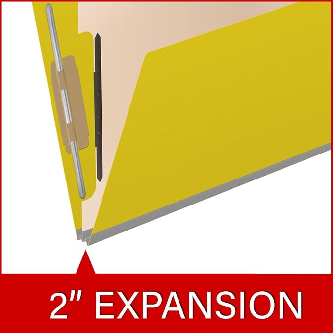 25 Pt. Pressboard Classification Folders, Full Cut End Tab, Letter Size, 1 Divider, Yellow (Box of 10) - Image 7