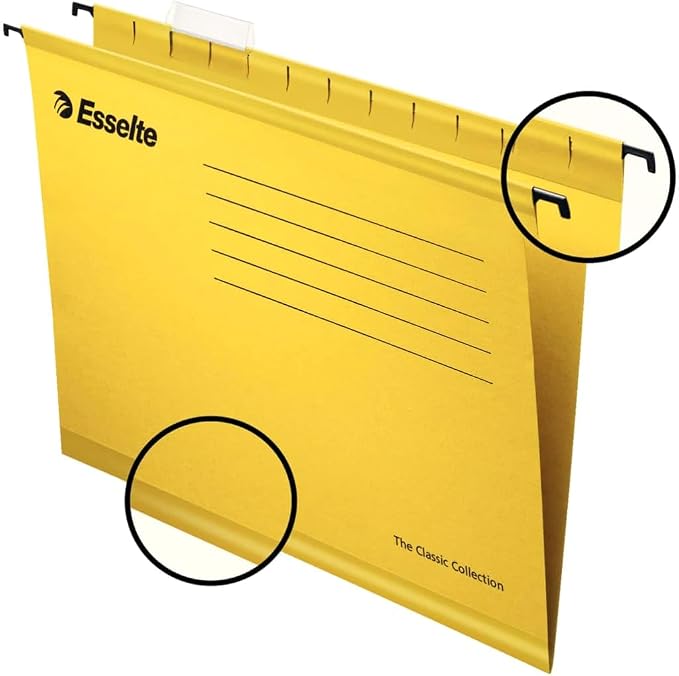 Esselte 90314 Classic Suspension Files for A4 Format - Yellow, Pack of 25 - Image 2