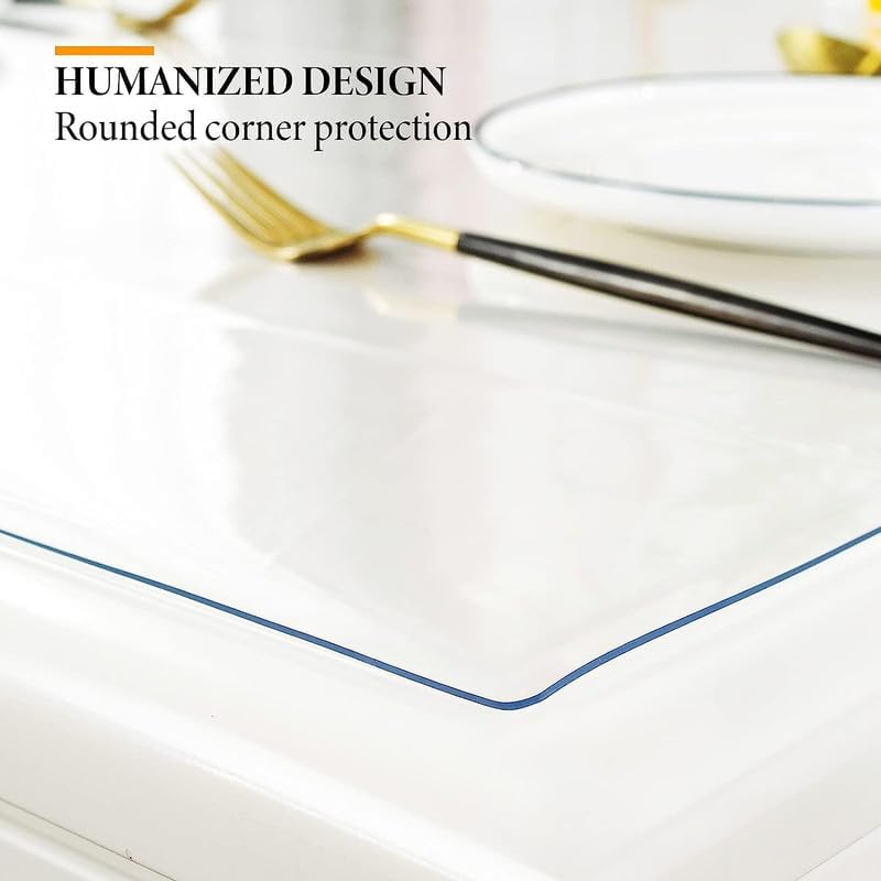Deep Dream 2.0mm Clear Desk Cover Protector, 23×63 Inch Clear Table Protector, Rectangular Vinyl Desk Pad, PVC Plastic Table Cover for Office, Dresser, Night Stand, Computer & Writing Desk Tabletop - Image 3