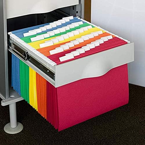 Smead Hanging File Folder Kit, Letter Size, Set of 24 Hanging File Folders and 24 Top Tab File Folders, Assorted Colors (Red, Yellow, Blue, Green) - Image 6
