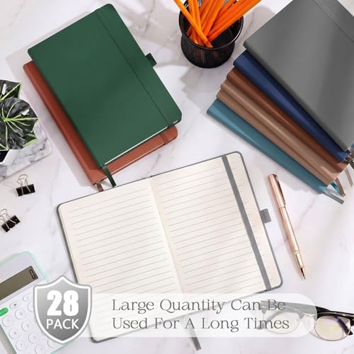 Laumoi 28 Pack A5 PU Leather Lined Notebook Journal, Retro Color,Simple - Image 4