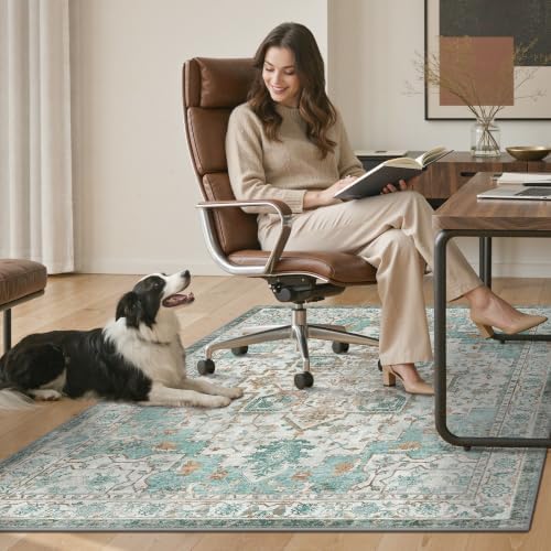 48"x60" Office Chair Mat for Hardwood Floor, Non-Slip Washable Cyan - Image 7